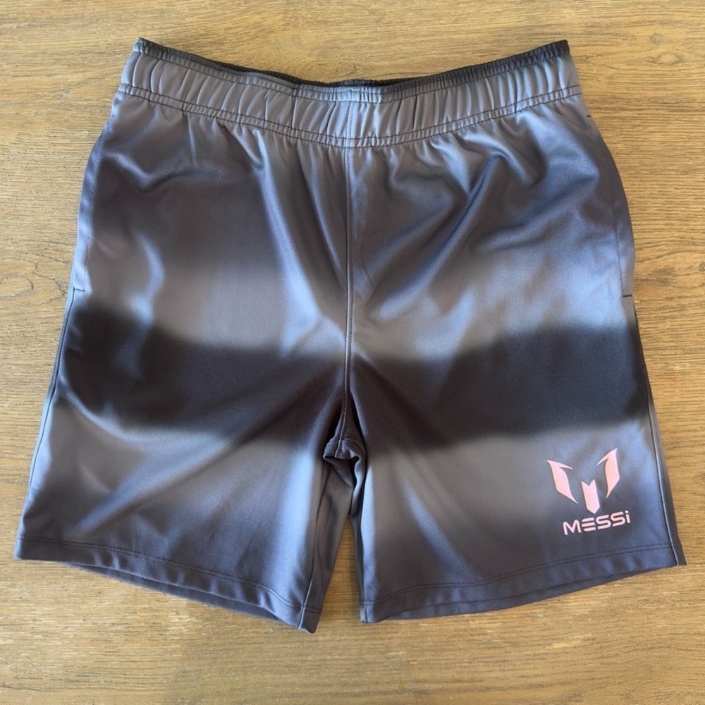 Messi Youth Shorts‎ Black & Gray Ombre-Size Extra Large-Soccer Athletic-Kids